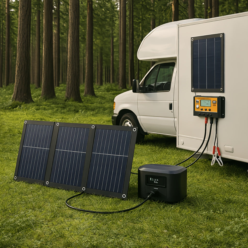 18V Portable Solar Charging Kit with 100A Smart Controller, Off-Grid Solar Panel Charger for Camping RV Caravan Fishing Travel, Outdoor Power Solution, Battery Not Included