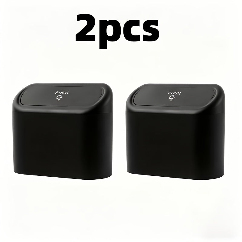 Car Trash Can Dual Compartment 2-Pack Hands-Free Lid Spill-Proof Compact Vehicle Waste Bin for Cars Trucks SUVs Vans Auto Interior Organizer