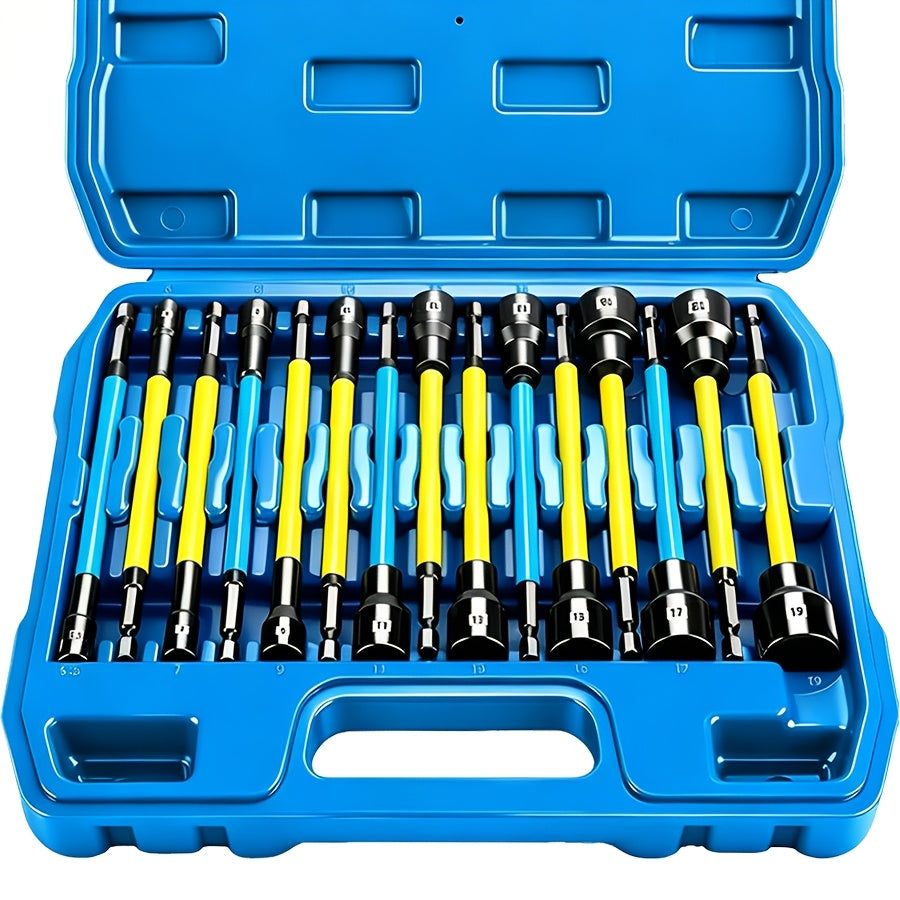 Magnetic Socket & Screwdriver Set 10-54pcs, 1/4" Hex Shank Impact Driver Bits, Chrome Vanadium Steel, SAE & Metric Nut Driver Drill Bit Kit — Canvas Bag or Red Box