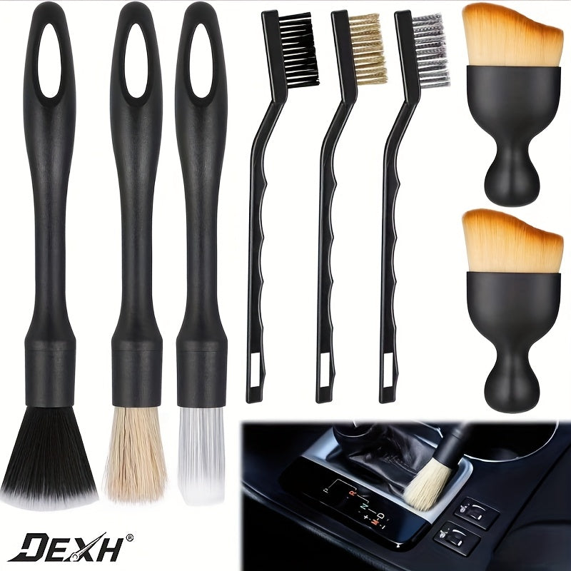 Car Detailing Brush Set 8pcs – Interior, Wheel, Air Vent & Engine Cleaning Brushes Kit