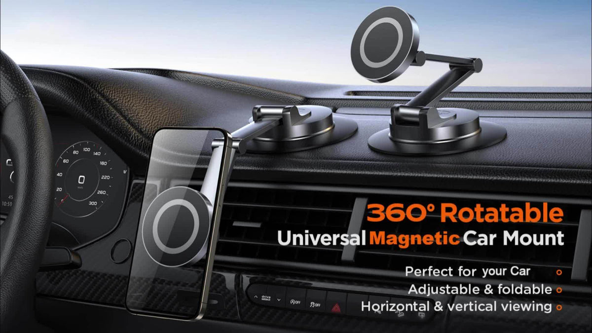 Magnetic Car Phone Mount – 360° Rotatable Dashboard Holder for iPhone & Smartphones | Strong Magnet Grip