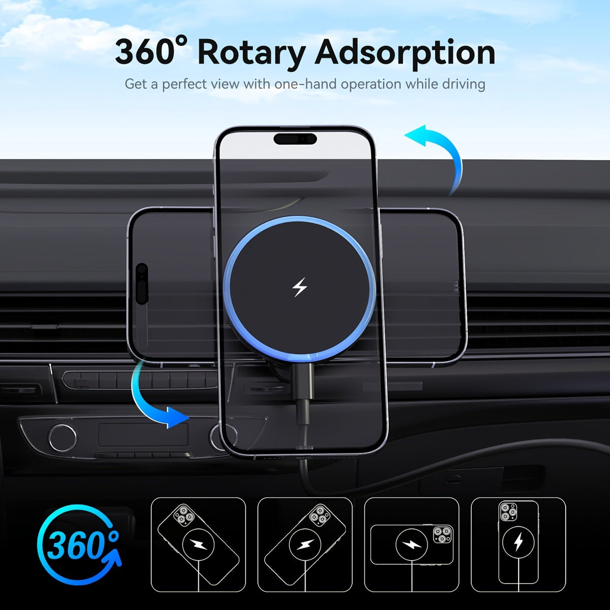 MagSafe Car Mount 15W Magnetic Wireless Charger – Air Vent Phone Holder for iPhone 16 15 14 13 12 Pro Max, LED Indicator, Mag-Safe Compatible