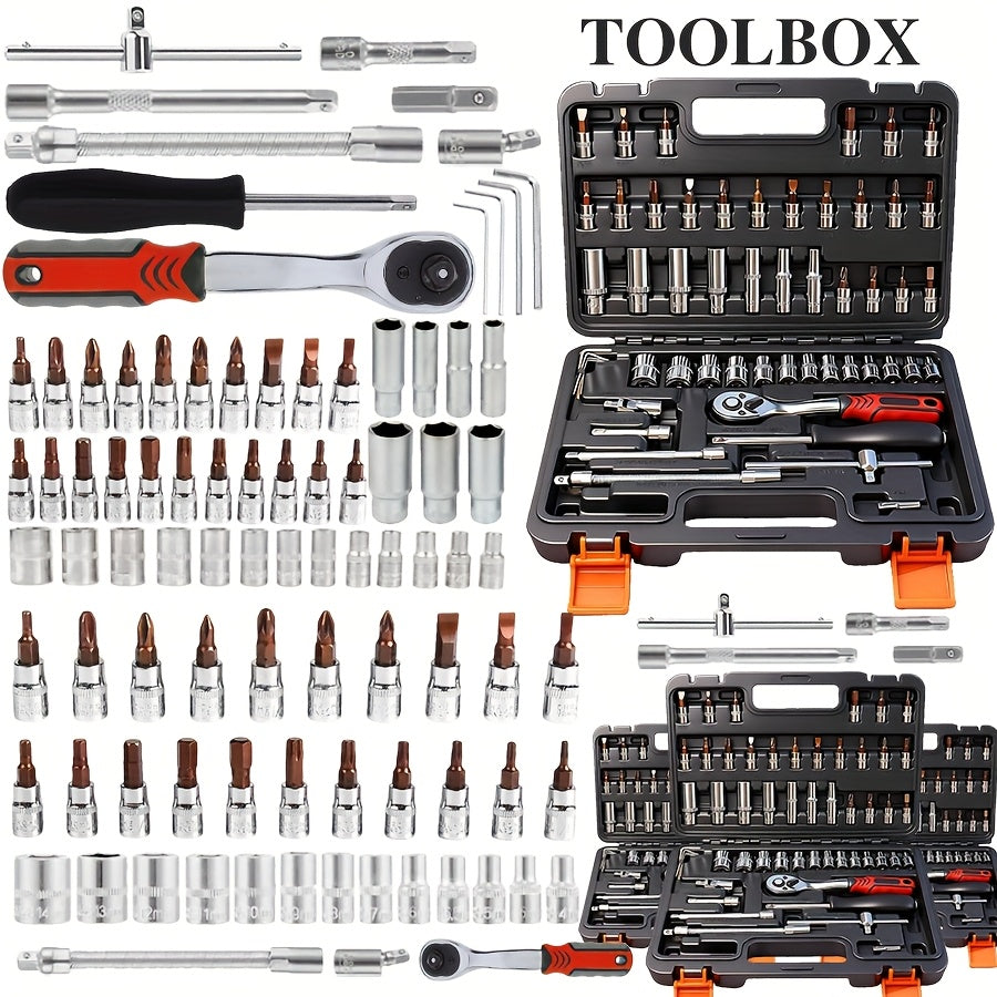 Professional Tool Set 52pcs Portable Toolbox Multi-Function Home Car Repair Kit for DIY Enthusiasts Mechanics Gift White Black