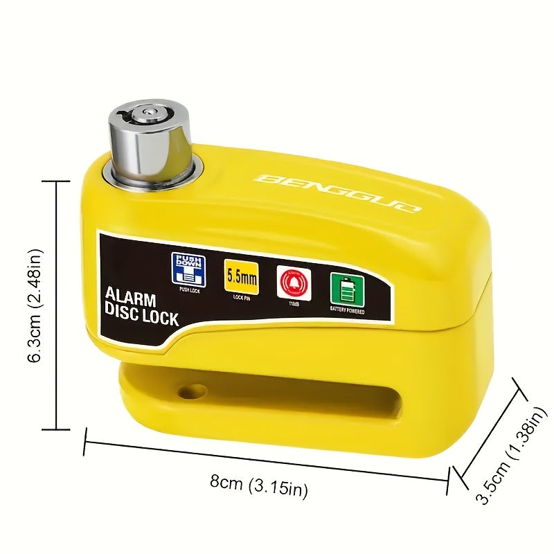 Motorcycle Alarm Disc Brake Lock 110dB – Anti-Theft Wheel Security Lock for Motorcycle, Scooter & Bicycle | Yellow, Black