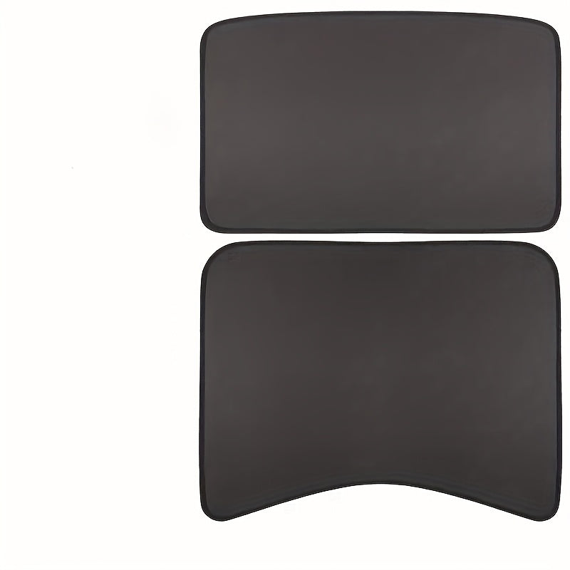Tesla Model 3 Sunshade Windshield 2017-2023 - Ice Crystal Folding Thermal Insulation UV Heat Block, 2-Piece Custom Fit Sun Visor, Black & Gray