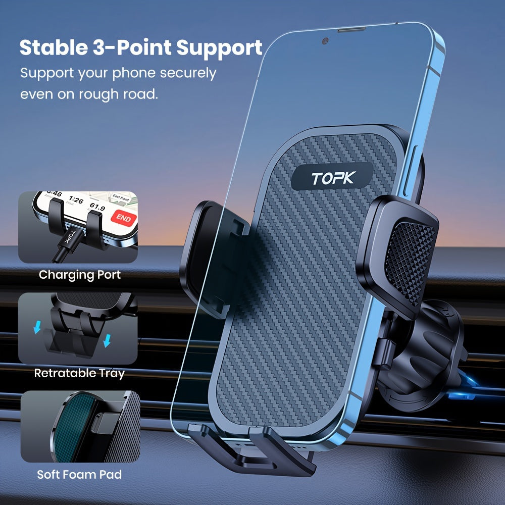 TOPK D38Z Car Phone Mount, Dashboard & Air Vent, Adjustable Horizontal & Vertical, Universal Fit for All Smartphones