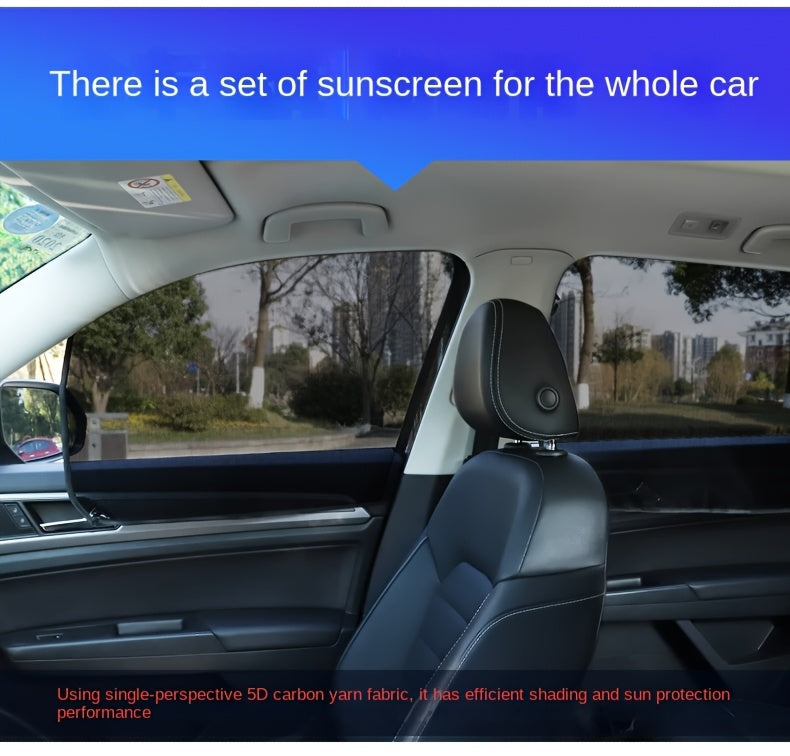 Magnetic Car Sunshade Curtains 4pcs – Black Mesh UV Protection & Heat Insulation, Easy Install on Window or Windshield