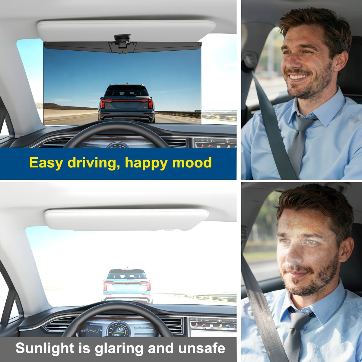 Sun Visor Extender Polarized UV400 Anti-Glare Clip-On – Adjustable Driving Glare Shield | Universal Fit Car SUV Truck Eye Protection