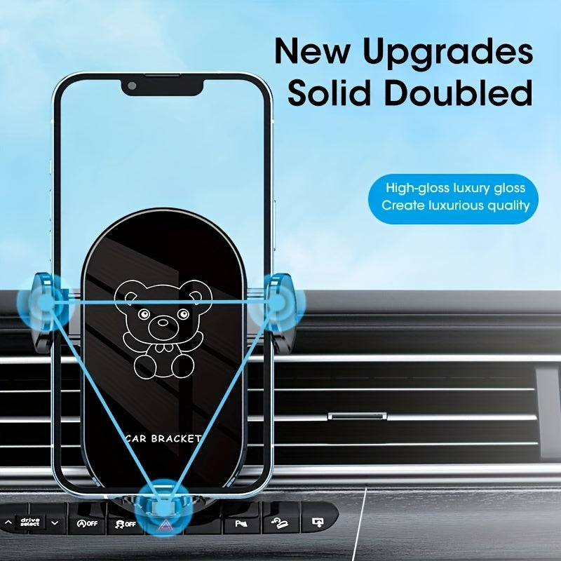 Car Air Vent Phone Holder Bear Cartoon Design, 360° Rotation Dashboard Navigation Mount, Universal Fit for All Smartphones, Cute Car Accessories