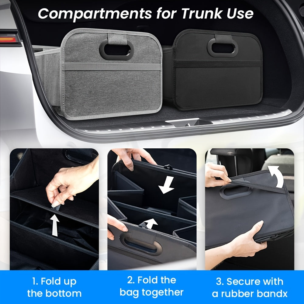 Foldable Car Storage Box with Handle Portable Collapsible Trunk Organizer for Car SUV Minivan Truck Groceries Camping Gear Tools 4 Colors Black Grey Blue Red
