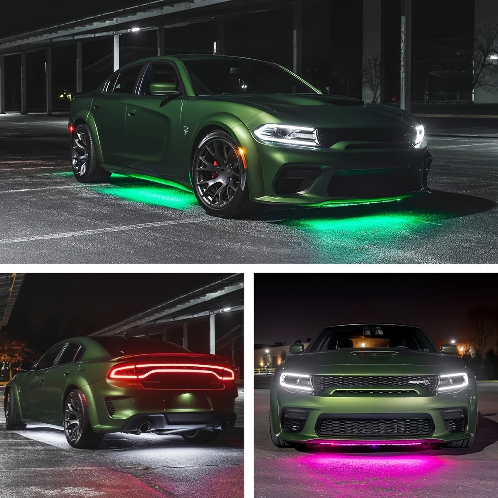 RGB LED Car Underglow Light Strip Kit, 35-47 Inch Neon Underbody Lights for SUV ATV UTV RZR Off-Road, Music Sync Voice Control App & Remote, Hardwired 12V, Exterior Ambient Lighting