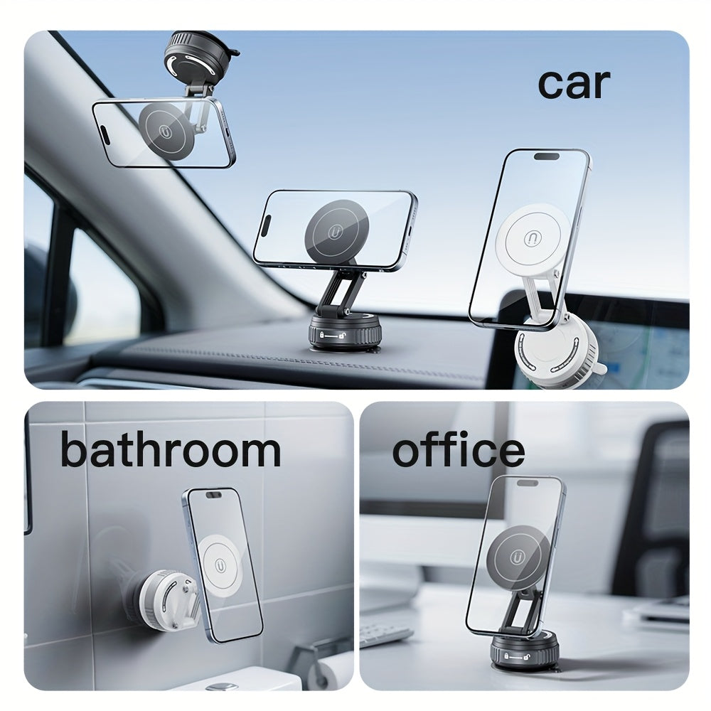 Magnetic Car Phone Mount 360° Rotation – Foldable Universal Holder for iPhone 16 15 14 12 & All Smartphones, Portrait & Landscape