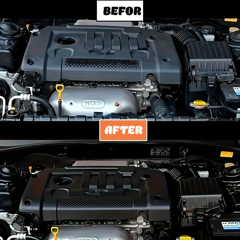 Engine Bay Plastic Restorer Spray – High-Gloss UV & Heat Protection Coating for Engine Compartment, 3.72oz + Sponge
