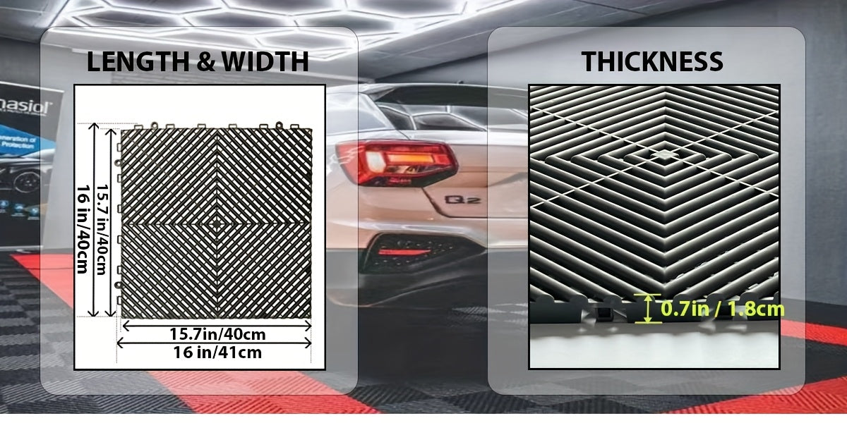 Interlocking Garage Floor Tiles 20 Pack – 16"x16" Drainage Floor Mats, Non-Slip PP Modular Tiles for Garage, Basement, Car Wash & Outdoor Use