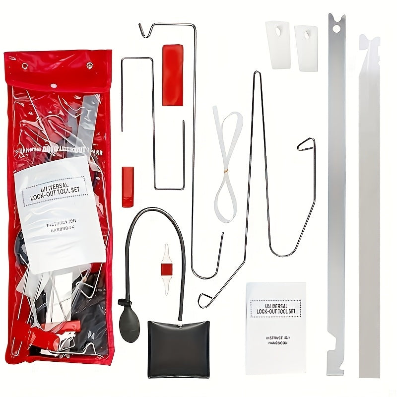 Car Lockout Tool Kit 14-Piece – Auto Slim Jim Lock Pick Set with Air Wedge Pump, S-Hook, Thin & Wide Rods for Emergency Vehicle Entry
