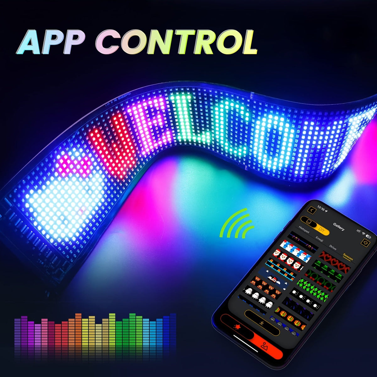 Programmable LED Car Sign Flexible Matrix Panel | App & Remote Control USB Powered Devil Eye Lights for Car Window Decoration