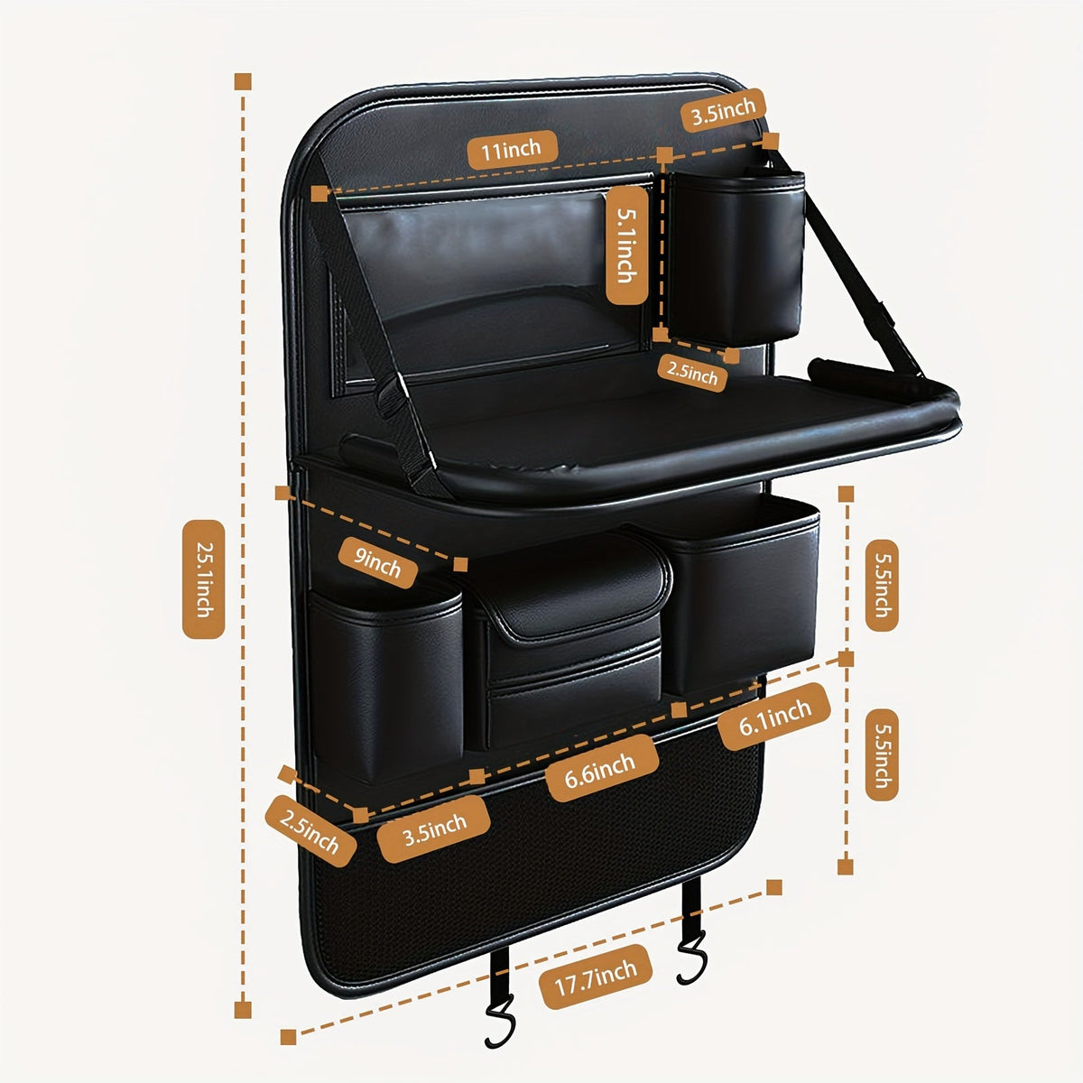 Car Seat Back Organizer with Folding Dining Table & Cup Holder – Premium PU Leather, Spacious Storage, Travel Accessories | 1pc & 2-Pack, Multi-Color