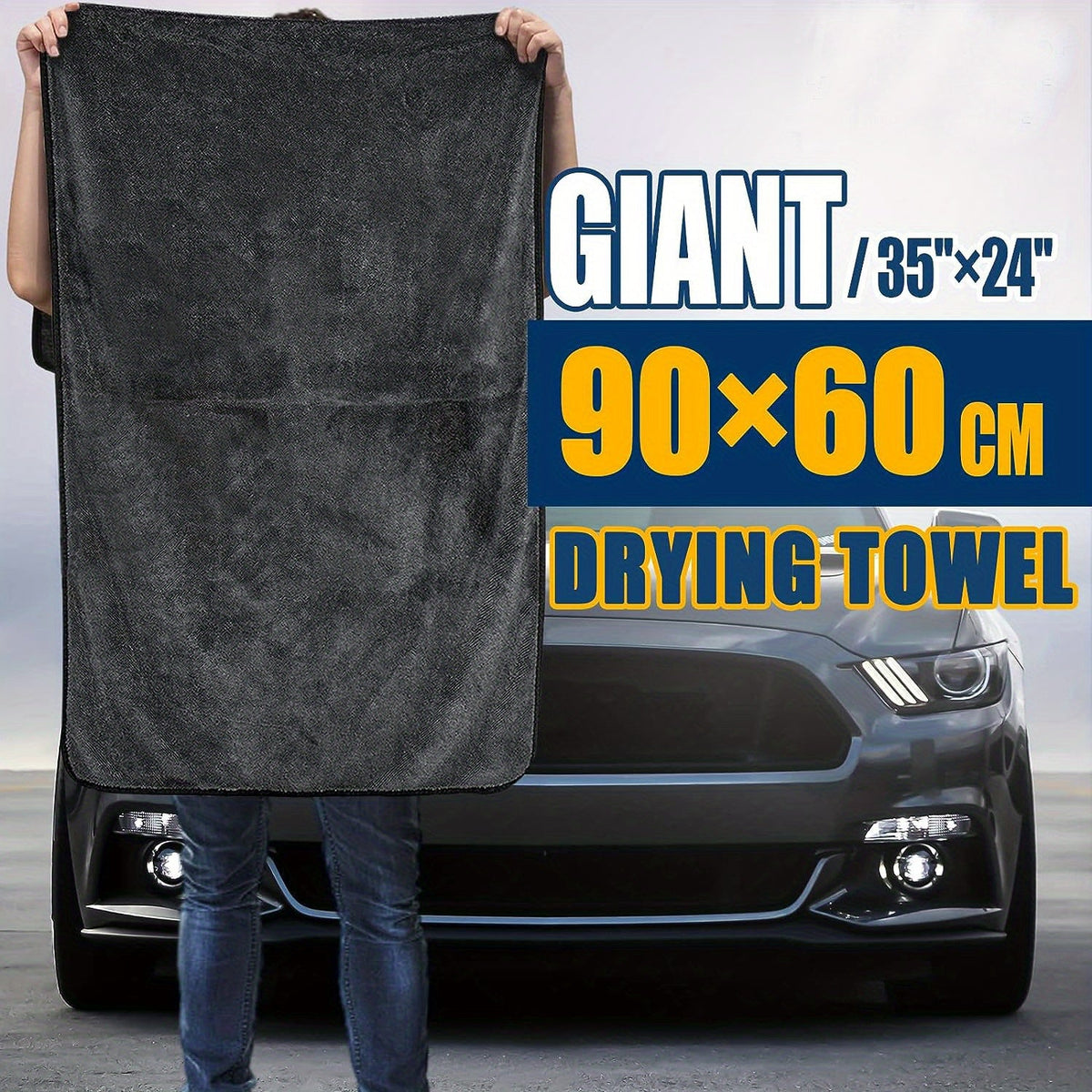 XL Twisted-Loop Microfiber Car Drying Towel 24"x35" – Super Thick, Ultra Absorbent, Lint-Free & Streak-Free Auto Detailing Cloth