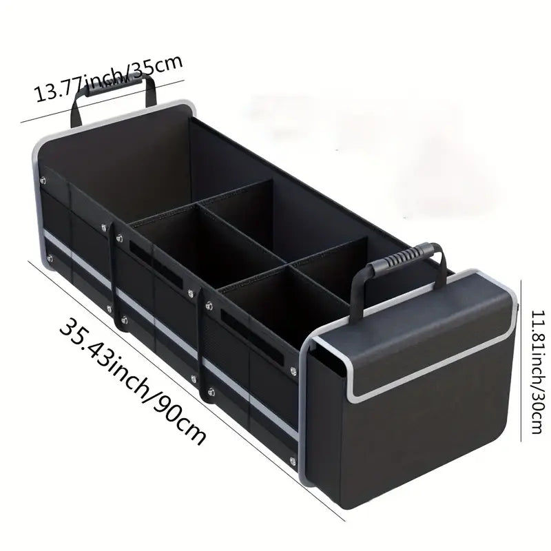 Collapsible Car Trunk Organizer with Storage Pouch Foldable Vehicle Cargo Organizer for SUVs Trucks Cars 35x14x12 inch