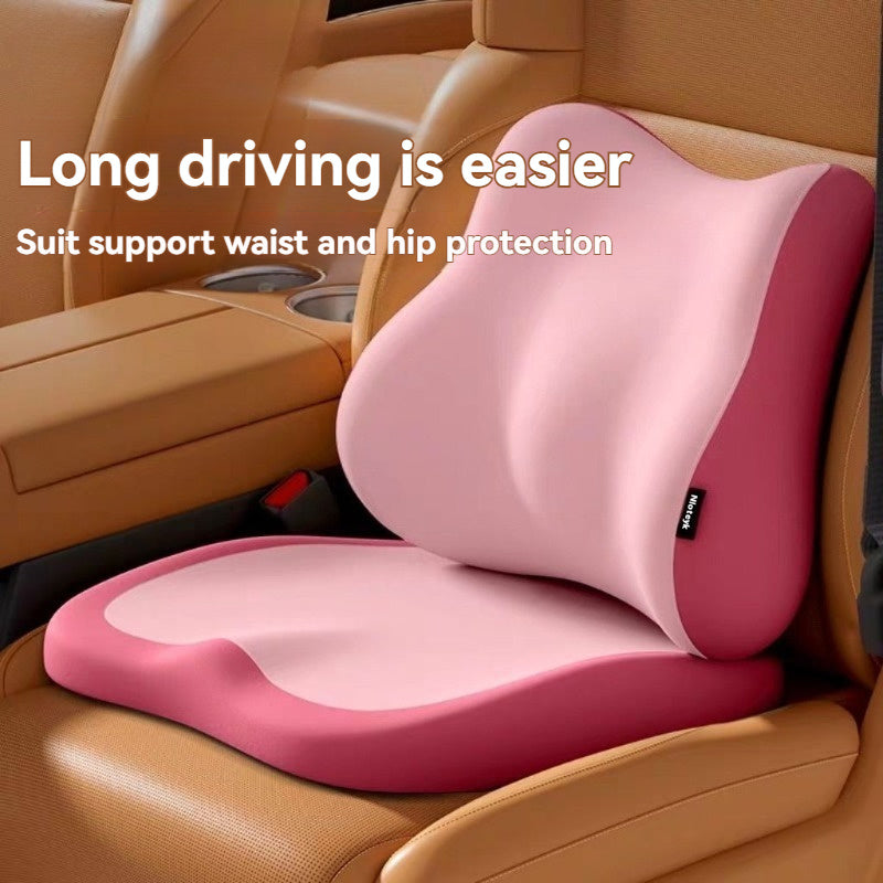 Car Seat Cushion & Lumbar Support Set – Memory Foam Driver Booster Pad, Ergonomic Waist Pillow, Universal Fit for Car Seat & Office Chair