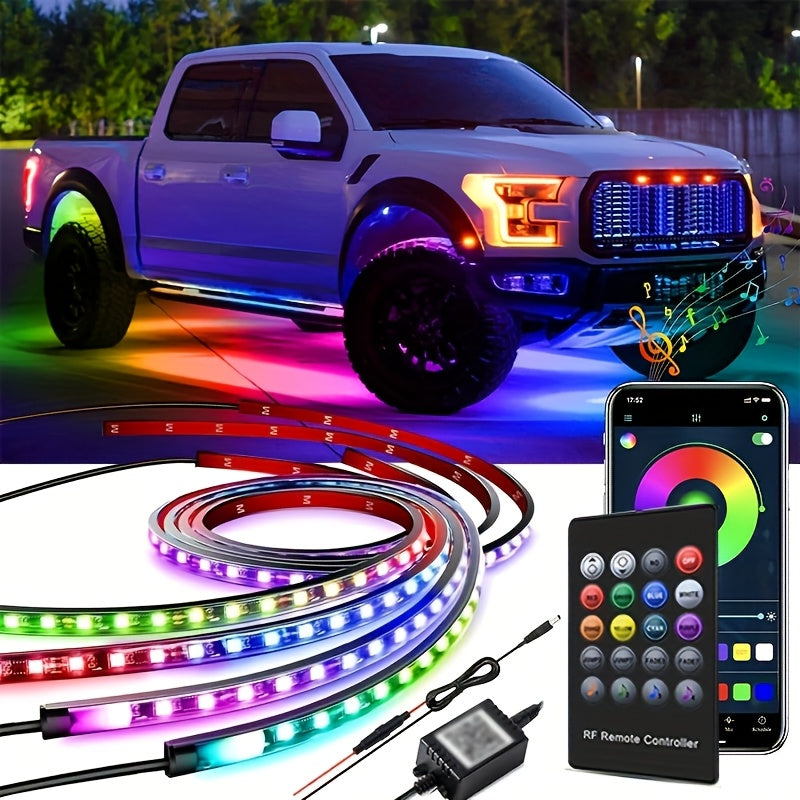 RGB LED Car Underglow Light Strip Kit, 35-47 Inch Neon Underbody Lights for SUV ATV UTV RZR Off-Road, Music Sync Voice Control App & Remote, Hardwired 12V, Exterior Ambient Lighting