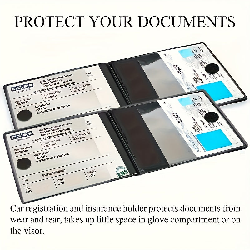 Car Document Holder – Multi-Slot Insurance Card, Registration & Driver License Organizer for Car Truck Motorcycle Trailer | Black Gold Design, 1pc & 2-Pack