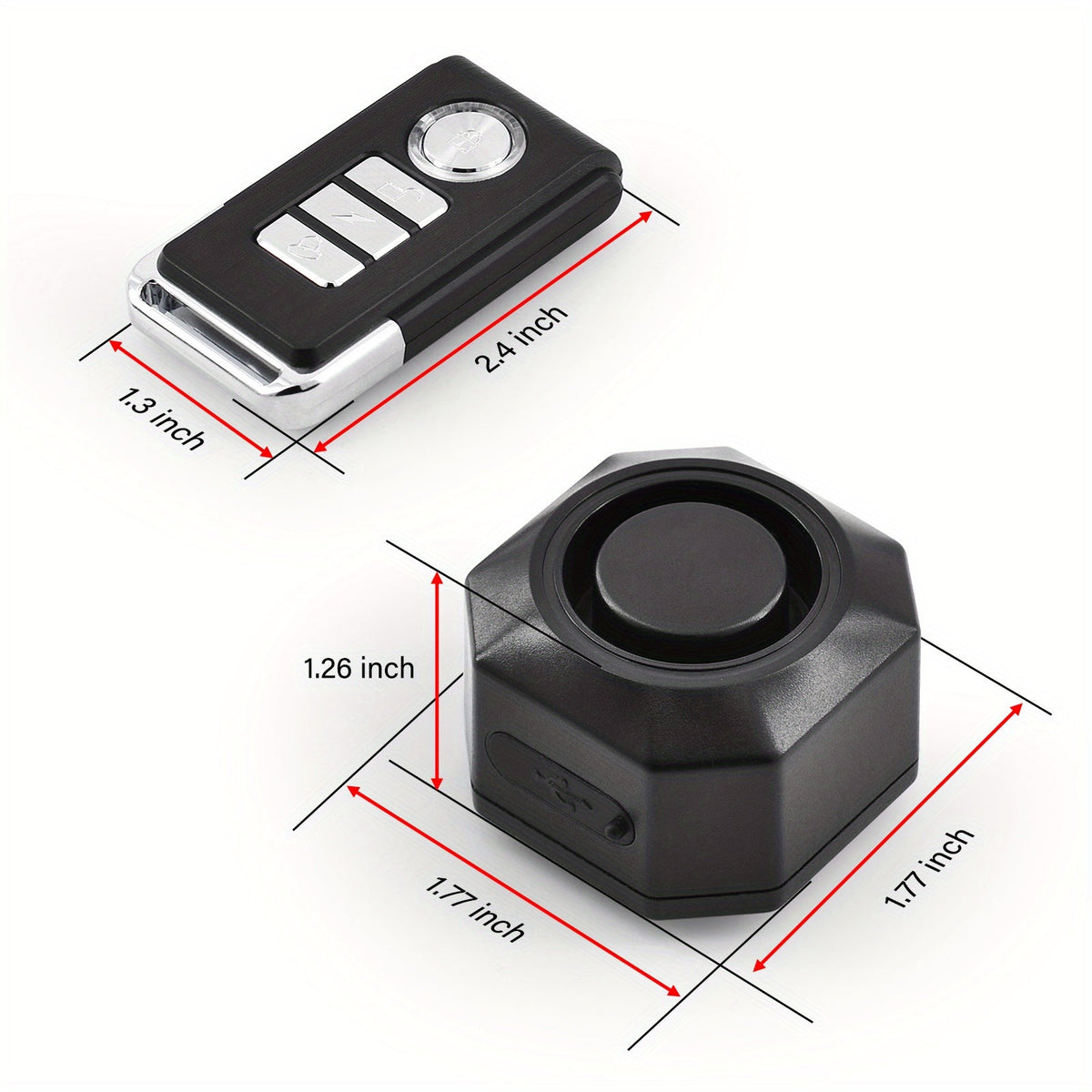 Bike Alarm USB Rechargeable with Remote – 110dB Wireless Vibration Motion Sensor Anti-Theft Security for Bicycle Motorcycle Trailer