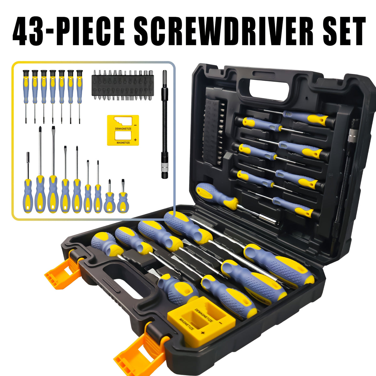 Precision Screwdriver Set 43/83/88Pcs, Chrome Vanadium Steel Magnetic Bits, Slotted Phillips Hex Torx, Professional Repair Kit with Storage Case for Electronics Watch Phone