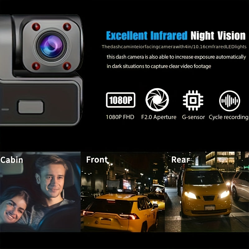 Dash Cam 1080P Dual & Triple Lens – IR Night Vision, 170° Wide Angle, G-Sensor, Loop Recording, 24H Parking Mode, 2" IPS Screen, WiFi Optional