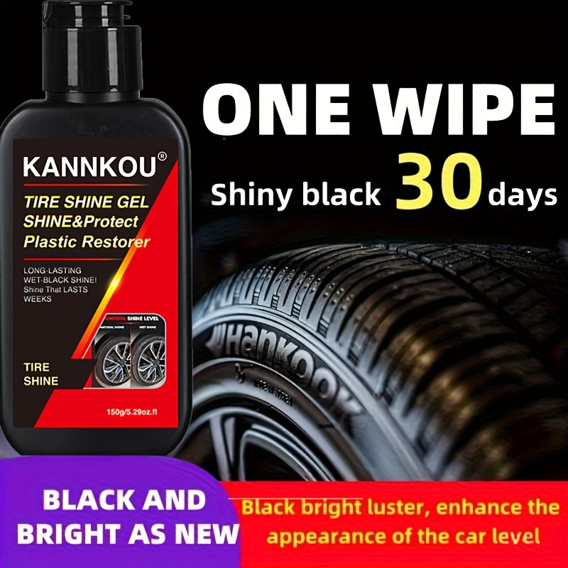 Tire Shine Polishing Agent, Deep Black Ceramic Spray, 4.06oz + Sponge, Wheel Restorer for Cars & Motorcycles, Durable Exterior Shine