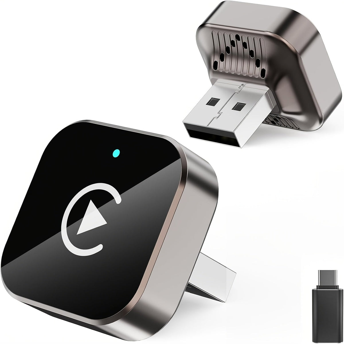 Wireless CarPlay Adapter 2-in-1 – Wired to Wireless CarPlay & Android Auto, Mini USB + Type-C, Fast Stable Connection | iOS 10+ & Android 11+