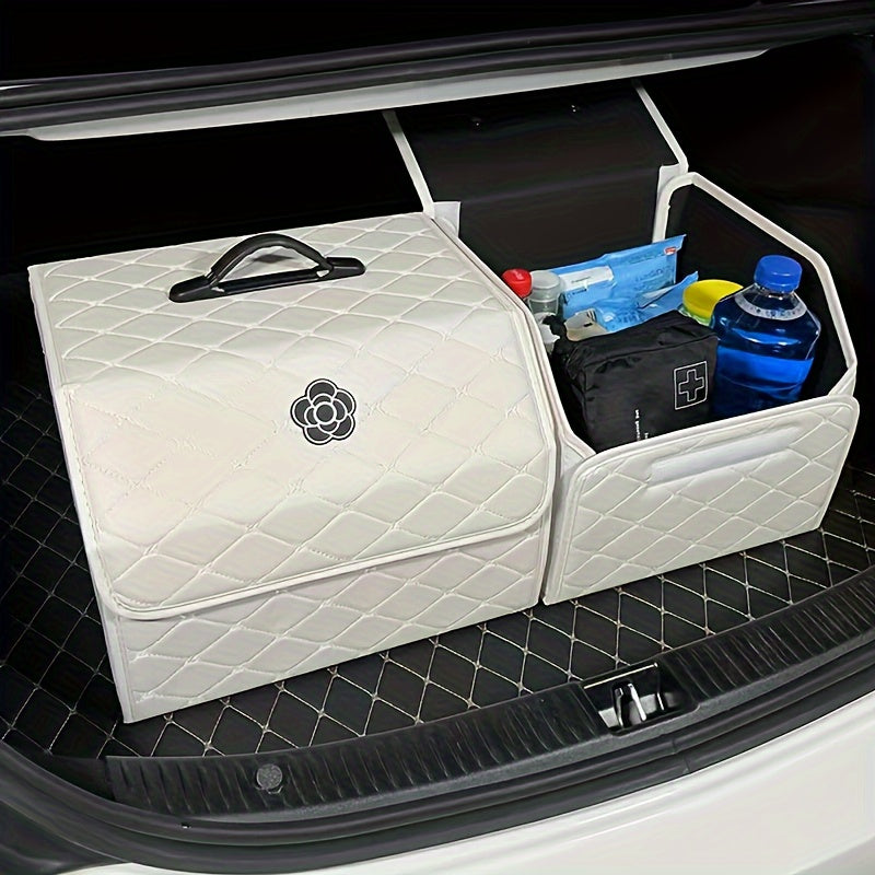 Car Trunk Organizer Foldable Large Capacity - Collapsible Cargo Storage Box for SUV Truck Van, Sturdy Reinforced Walls, Black White, Small & Large