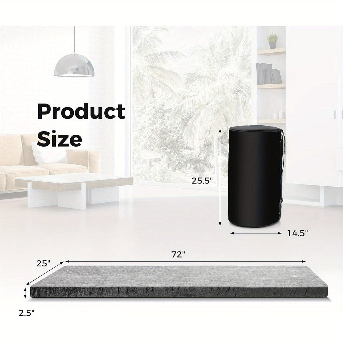 Memory Foam Camping Mattress Pad 72x24 Inch Roll Up Portable Sleeping Pad for Adults Car SUV Tent Cot Floor Guest Bed Sleepover Single Twin Grey