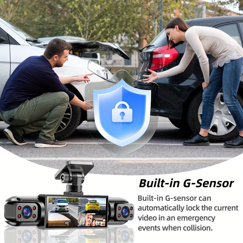 360° Dash Cam 3/4 Channel – 1080P Front + 720P Front/Rear/Left/Right Full Coverage, Night Vision, WDR, G-Sensor & Loop Recording