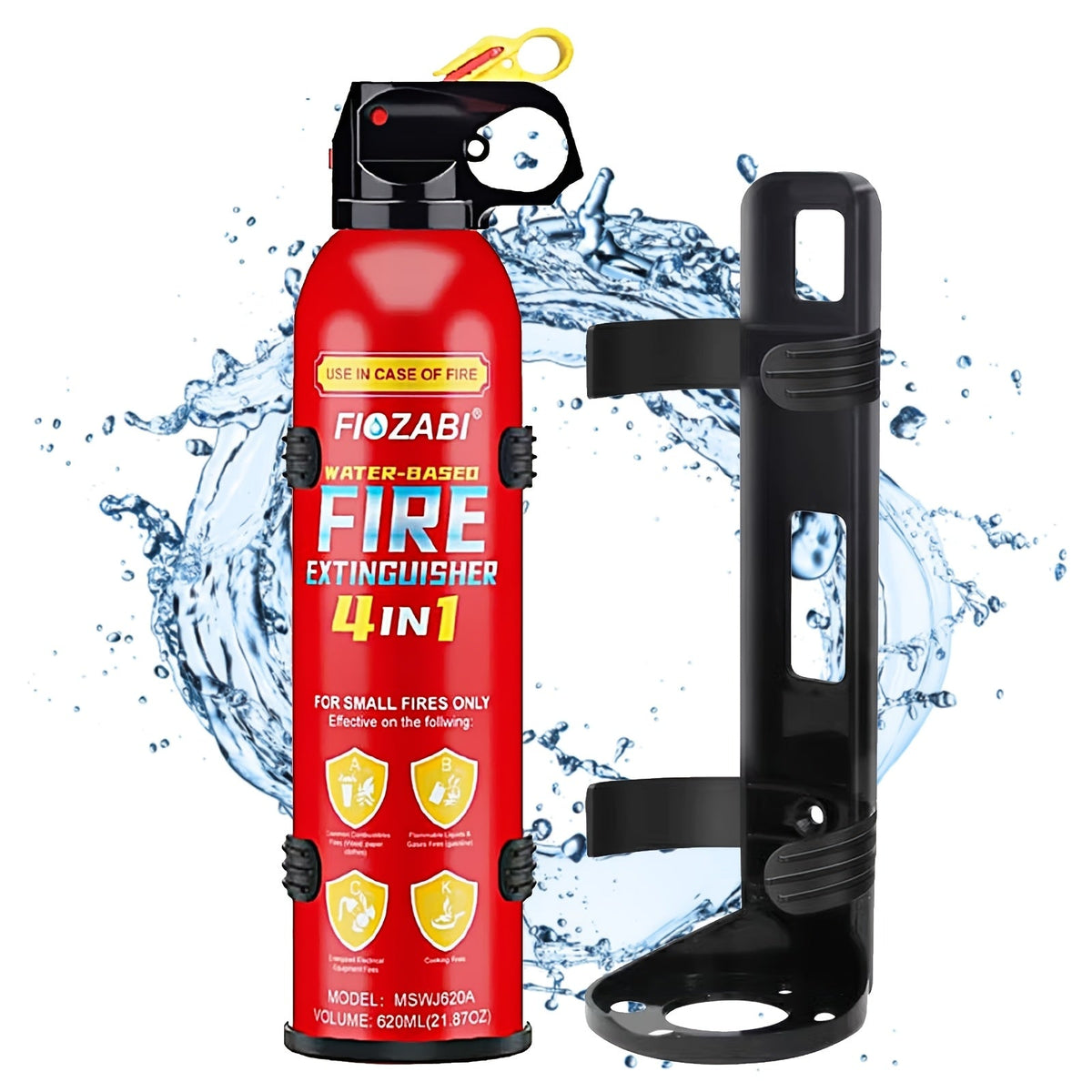 Fire Extinguisher Spray 4-in-1 | Car, Home, Kitchen & Garage | Electric & Textile Fires | Non-Toxic Formula, Easy Clean, Wall Mount Included