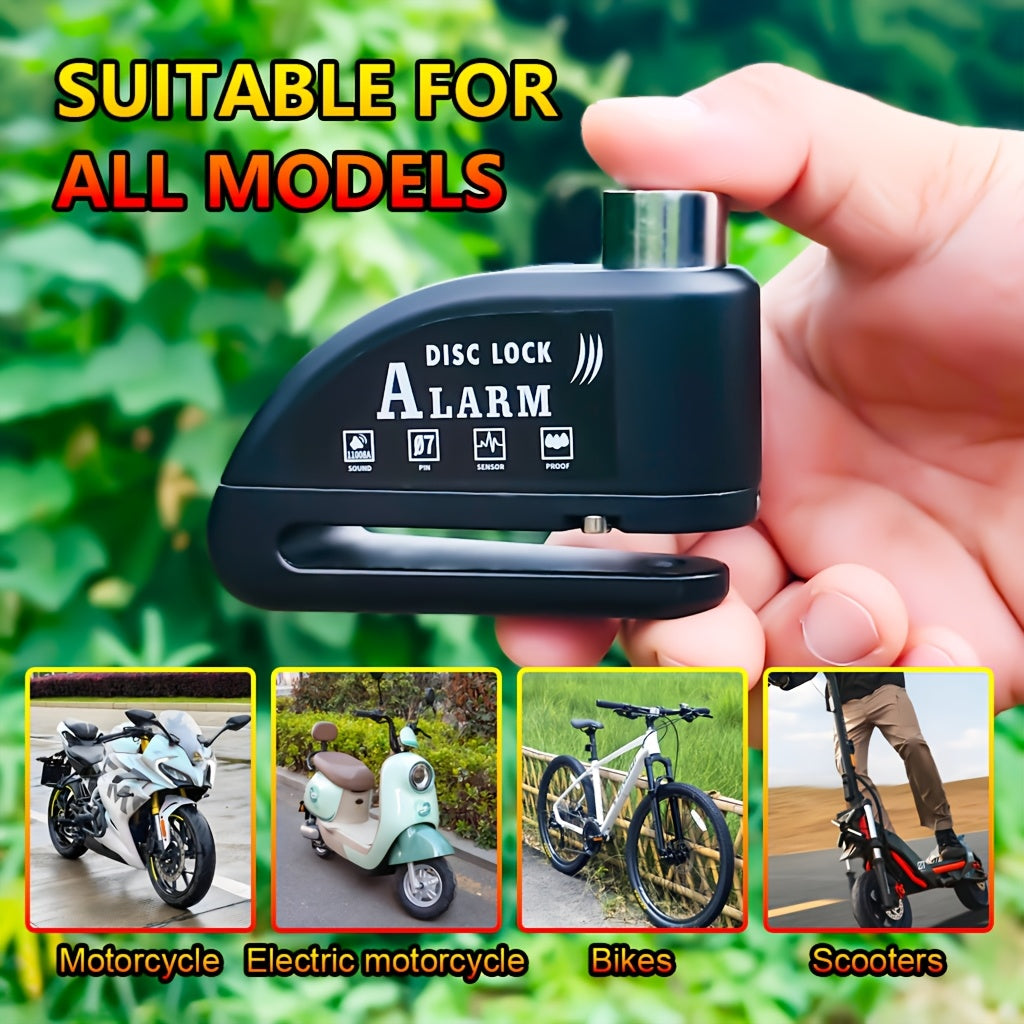Motorcycle Disc Brake Lock 120dB Alarm Anti-Theft Security Lock with 500mAh Rechargeable Battery USB Charging Cable Reminder Rope for Motorbike Scooter ATV 4 Colors