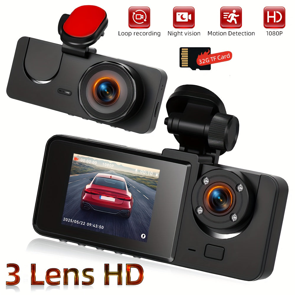 1080P Dual Dash Cam Front and Inside Car Camera, IR Night Vision Loop Recording, Wide Angle Dual Lens Dashboard DVR, Optional 32GB/64GB Card, 2" or 3.16" Screen