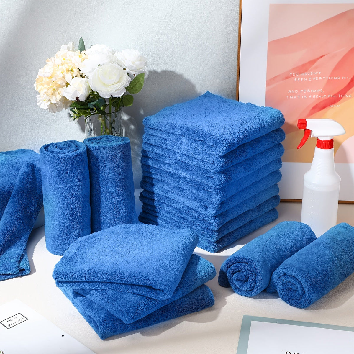 Microfiber Car Detailing Towels 30-Pack – Edgeless 500 GSM, 16×16″ Plush Cloths for Drying, Polishing & Washing