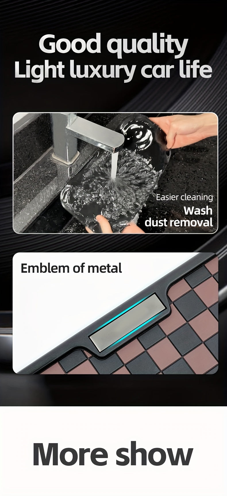 Car Dashboard Anti-Slip Mat Square Grid – Non-Slip Phone Holder Pad, Heat Resistant Ornament Storage Mat for Car Interior, Universal Fit, Deep Grey / Black Red