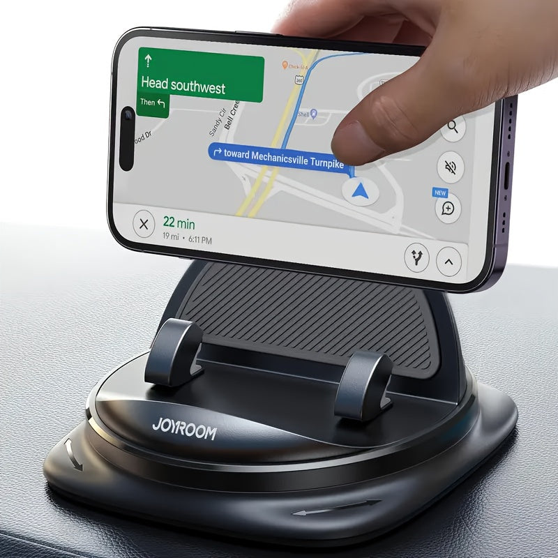 JOYROOM Dashboard Phone Mount Rotatable – Spring-Loaded Grip, Non-Slip ABS Car Holder for iPhone & All Smartphones
