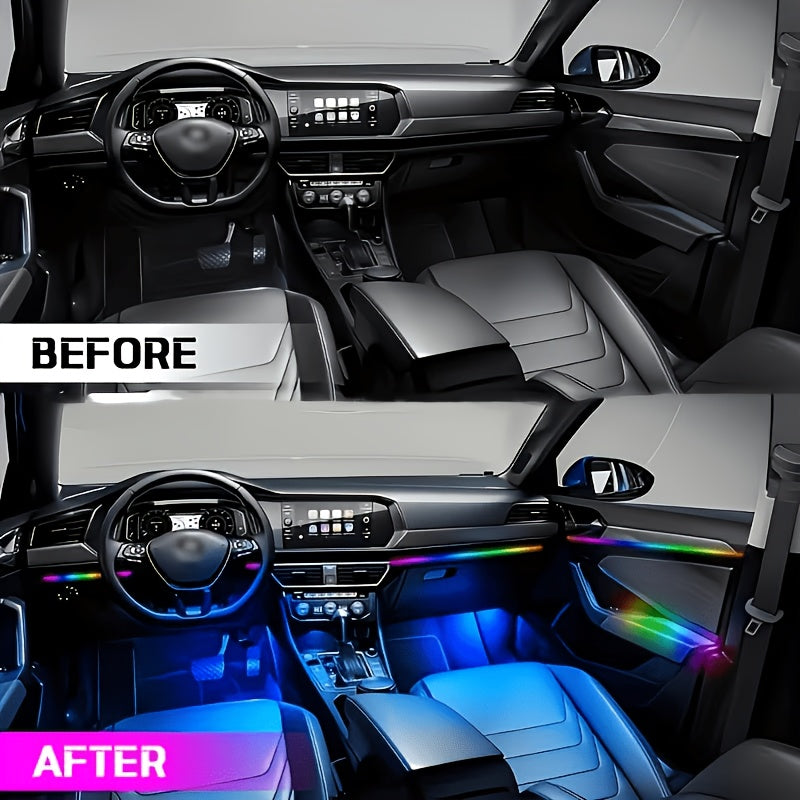 RGB Car Interior Ambient Light 48 LED Under Seat Lighting Kit App Control USB Remote 16 Million Colors for All Car Models No Battery Required