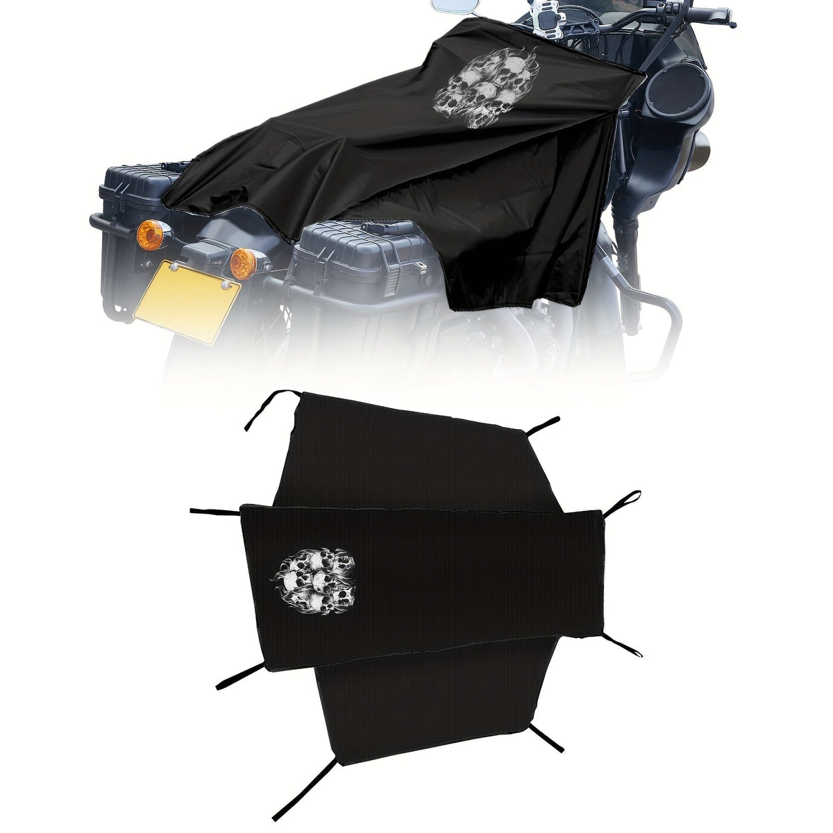 Motorcycle Seat Cover Waterproof 300D Oxford Cloth Half Cover – Rain Snow UV Protection for Touring Cruiser Bikes M 43in L 51in with Storage Bag
