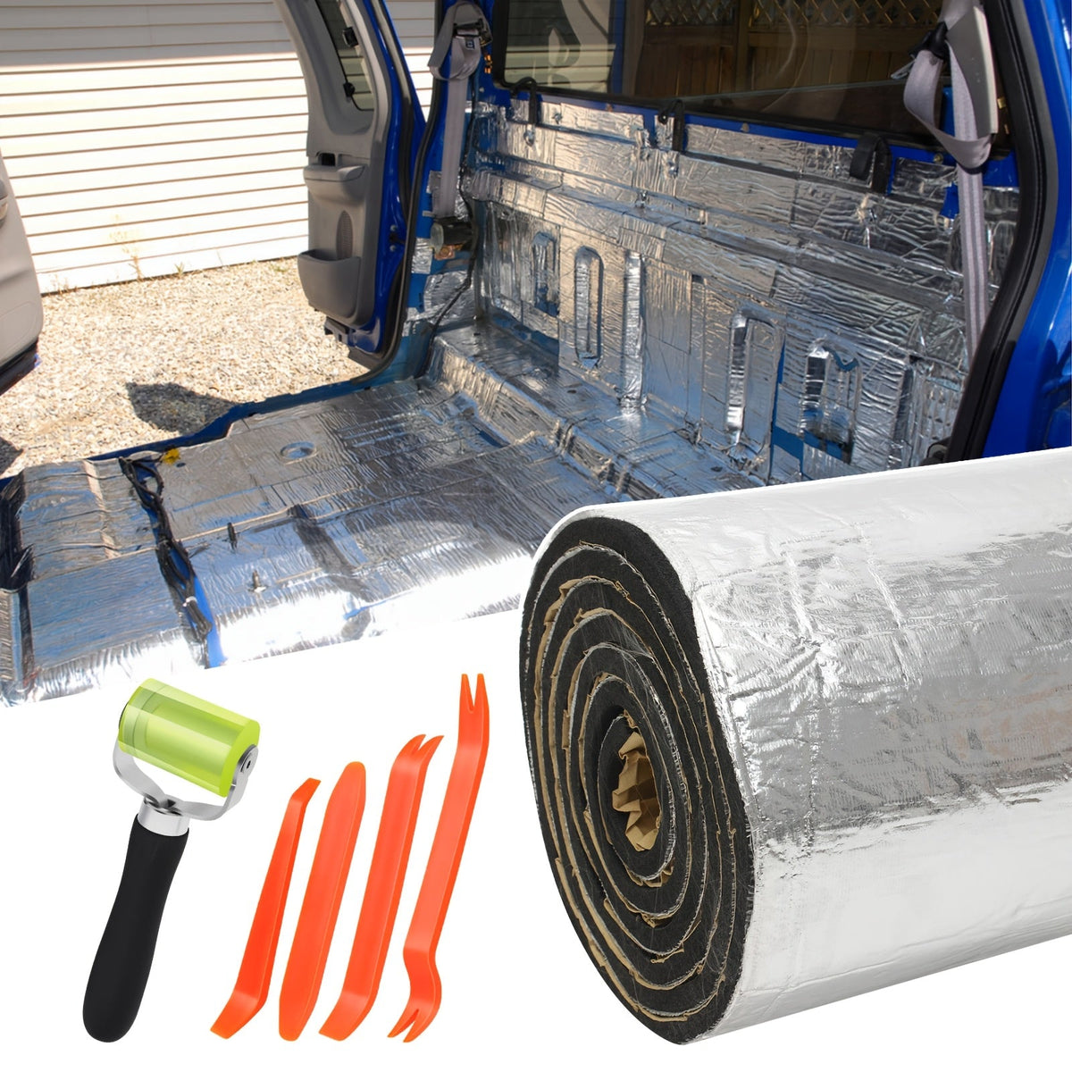 Sound Deadener Car Heat Shield Mat – Self-Adhesive Reflective Aluminum Foil Insulation, Noise & Vibration Reduction for Floor, Cab & Trunk (22 or 26 Sq Ft)