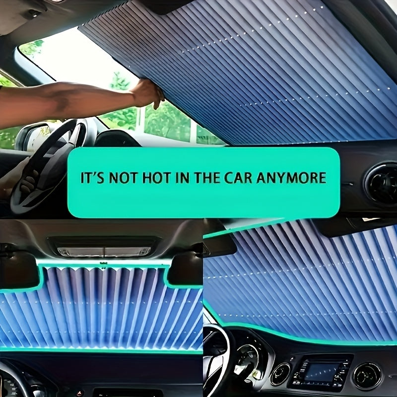 Windshield Sunshade Retractable Aluminum - Auto Adjustable UV Protection & Thermal Insulation, Lightweight Telescoping Sun Shade for Most Car Windshields