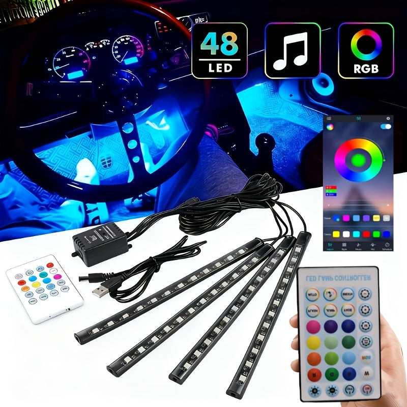 Car LED Ambient Light Strip – USB Powered Neon Footwell Interior Atmosphere Light, High Brightness, Easy Install, No Battery Required