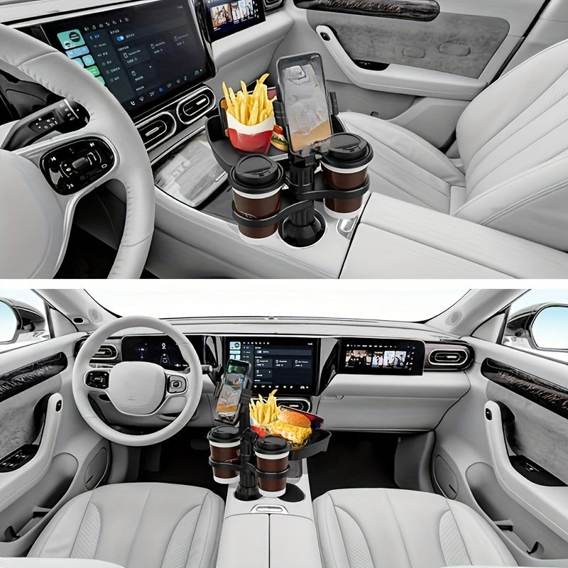 3-in-1 Car Cup Holder Expander - ABS Plastic Expandable Base, Multi-Function Drink Organizer for Vehicle Travel, Reduces Spills, Universal Fit