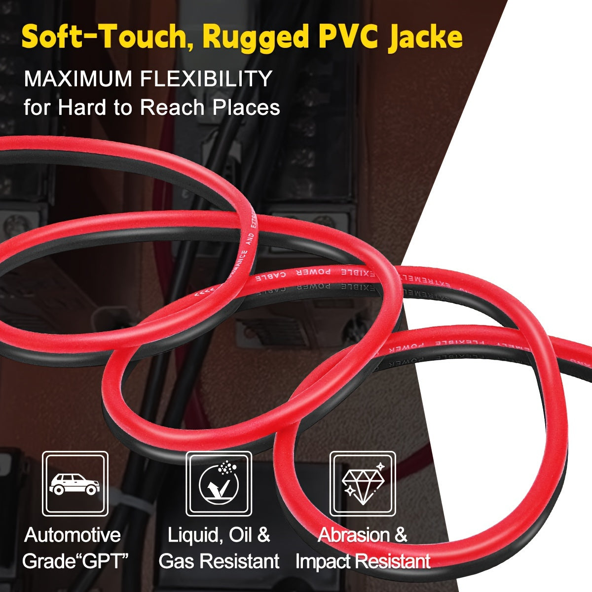 8 Gauge Wire 50ft CCA – 25ft Red & 25ft Black Power/Ground Cable for Car Audio, Amp, Speaker, Marine & Welding