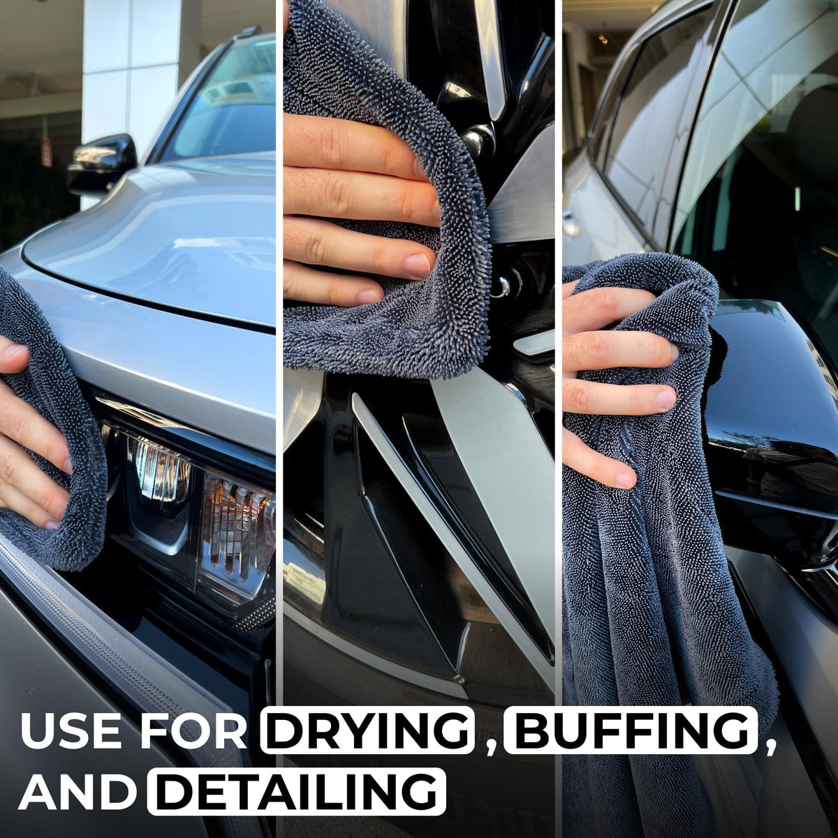 XL Twisted-Loop Microfiber Car Drying Towel 24"x35" – Super Thick, Ultra Absorbent, Lint-Free & Streak-Free Auto Detailing Cloth
