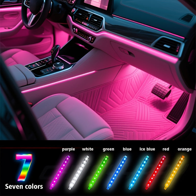 RGB Car LED Interior Light Kit USB Powered Multi-Color DIY Footwell Underglow Strip Lights for All Vehicles