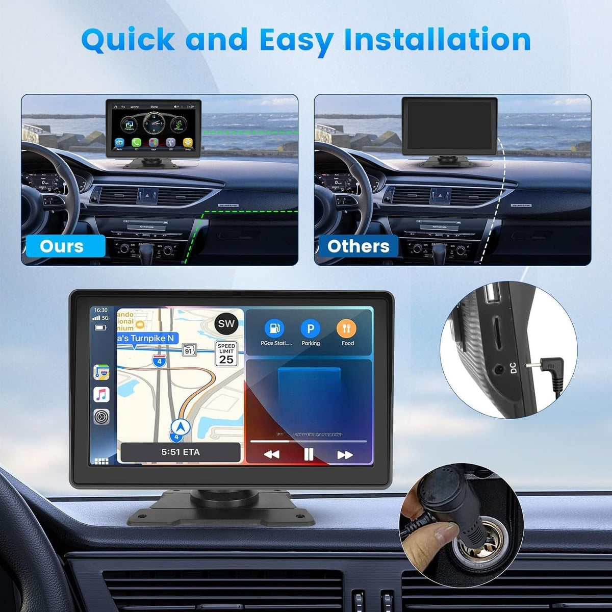 Car Stereo Touchscreen with CarPlay & Android Auto – Wireless GPS Navigation, Backup Camera, FM Radio, Mirror Link | 7", 9", 10.26" Screen Options